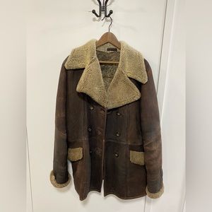 Brown leather with wool accents